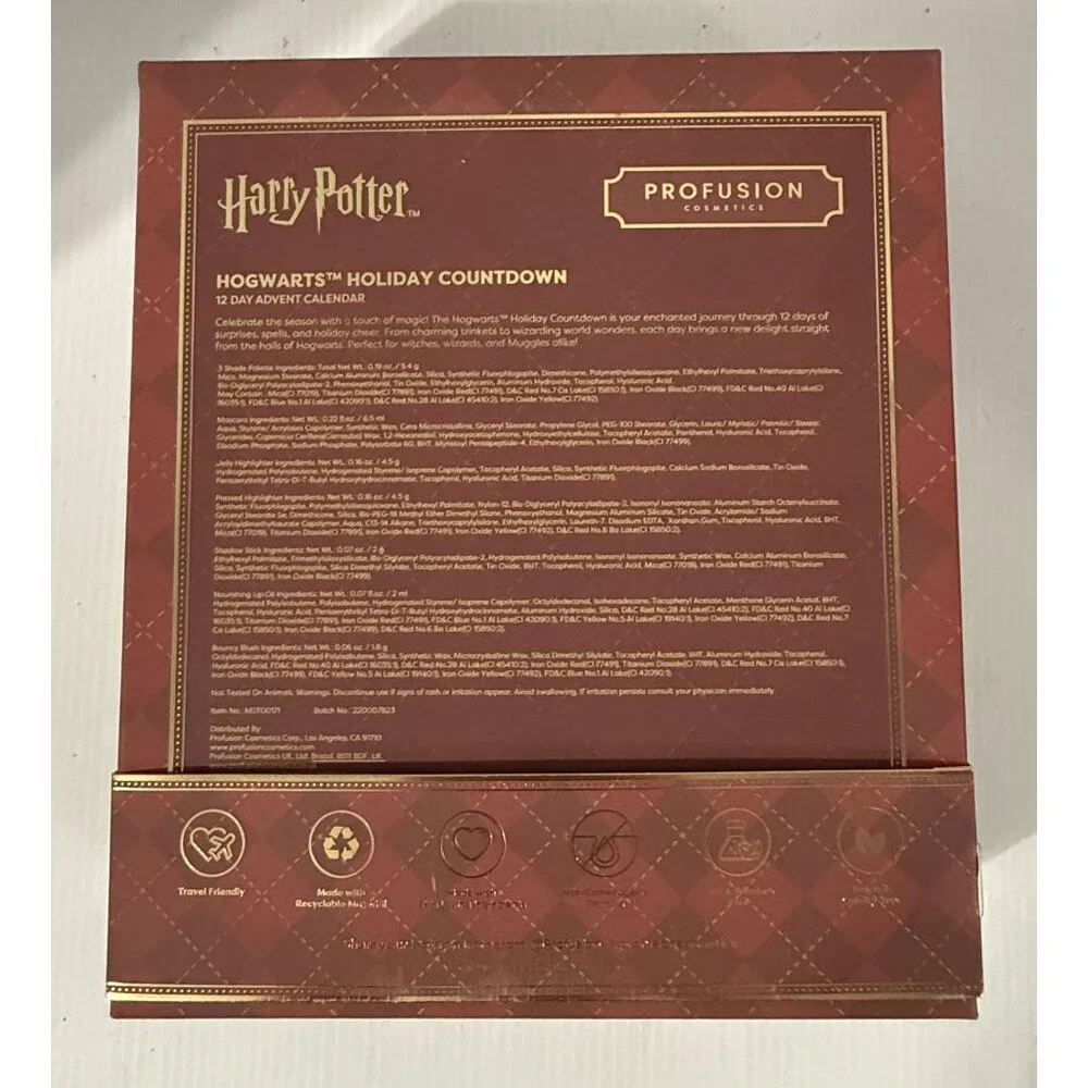 Harry Potter Hogwarts Holiday Countdown 12-Day Adv Calendar Profusion Cosmetics‎